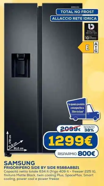 Euronics Samsung Frigorifero Side by Side RS68A8821 offerta