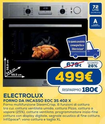 Euronics Electrolux Forno Da Incasso EOC 3S 402 X offerta