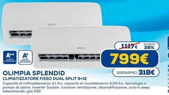 Euronics Olimpia Splendid Climatizzatore Fisso Dual Split 9+12 offerta