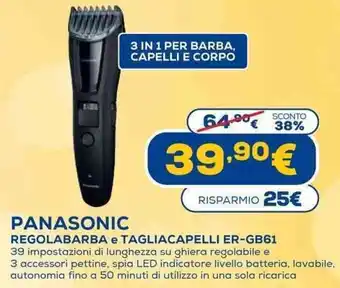 Euronics Panasonic Regolabarba e Tagliacapelli ER-GB61 offerta