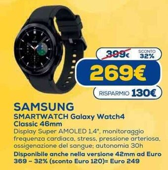 Euronics Samsung Smartwatch Galaxy Watch4 Classic 46mm offerta