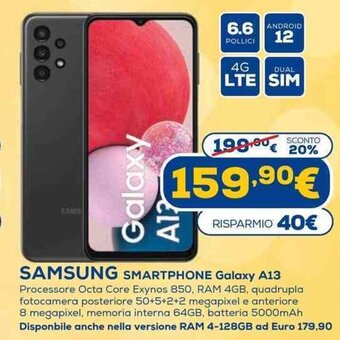 Euronics Samsung Smartphone Galaxy A13 offerta