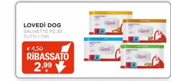Arcaplanet Lovedì dog salviette pz 30 tutti i tipi offerta