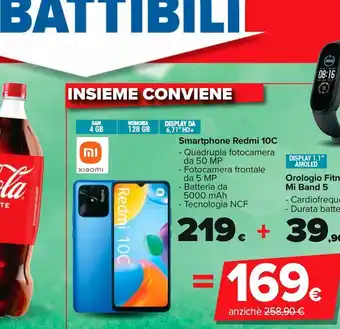 Carrefour Iper Smartphone redmi 10c + orologio fitness mi band 5 offerta