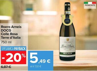 Carrefour Iper Roero arneis docg colle rosa terre d'italia offerta