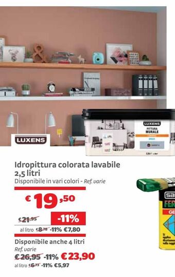 Bricocenter Idropittura colorata lavabile 2,5 litri offerta