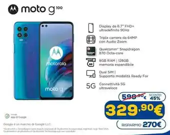 Euronics Motorola g100 offerta