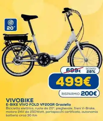 Euronics Vivo Bike E-Bike Vivo Fold VF20GR Graziella offerta