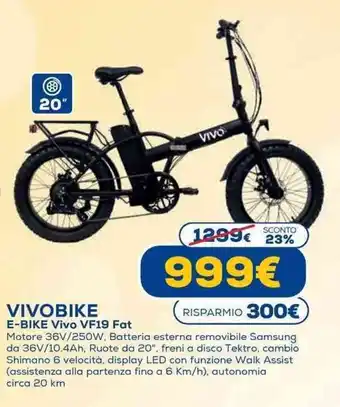 Euronics Vivo Bike E-Bike Vivo VF19 Fat offerta