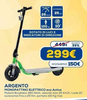 Euronics Argento Monopattino Elettrico evo Active offerta