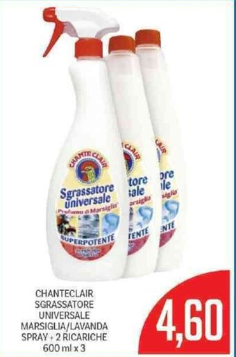 Supermercati Piccolo Chanteclair Sgrassatore Universale Marsiglia/Lavanda Spray + 2 Ricariche 600 ml x 3 offerta