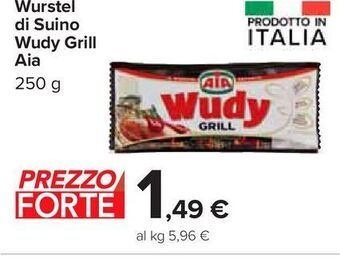 Carrefour Iper Wurstel di suino wudy grill aia offerta