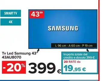 Carrefour Iper Tv led samsung 43" 43au8070 offerta