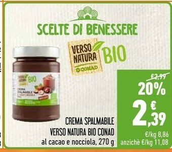 Conad Conad - Crema Spalmabile Al Cacao E Nocciola 270 G(ml) offerta