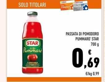 Conad Passata di pomodoro pummaro' star offerta