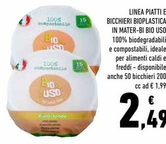 Conad Linea piatti e bicchieri bioplastica in mater-bi bio uso offerta