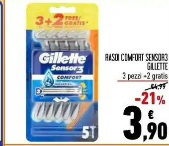 Conad Gillette Rasoi Comfort Sensor3 offerta