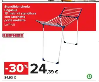 Carrefour Leifheit Leifheit Stendibiancheria Pegasus 18 Metri Di Stenditura Con Sacchetto Porta Mollette offerta