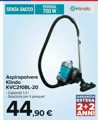 Carrefour Klindo Kvc210bl-20 Aspirapolvere offerta