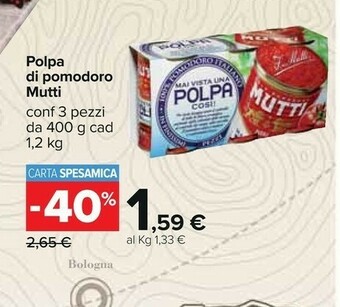 Carrefour Mutti Polpa Di Pomodoro 400 G(ml) offerta
