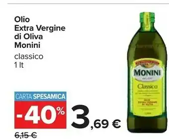 Carrefour Monini Olio Extravergine Di Oliva Classico 1000 G(ml) offerta