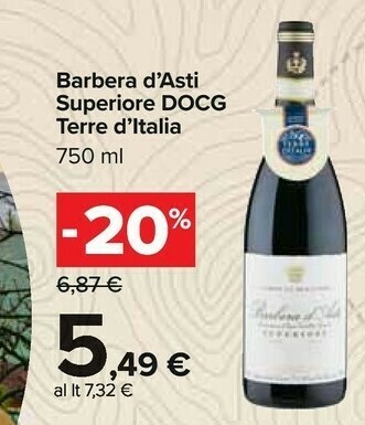 Carrefour Terre D'italia Barbera D'asti Superiore Docg offerta