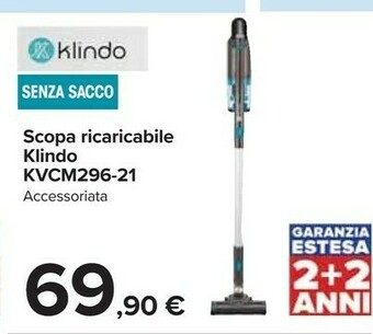 Carrefour Klindo KVMC296-21 Scopa Ricaricabile offerta