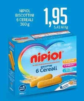 Supermercati Piccolo Nipiol Biscottini 6 Cereali 360 g offerta
