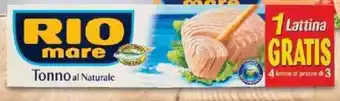 Supermercati Piccolo Rio Mare Tonno Al Naturale 80 g x 3 + 1 Gratis offerta