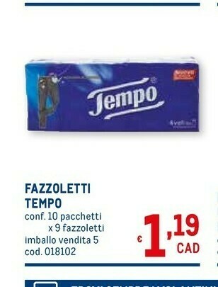 Metro Tempo Fazzoletti offerta