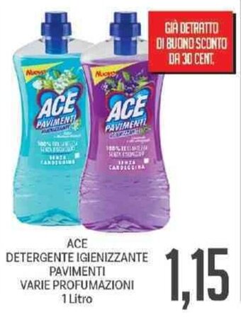 Supermercati Piccolo Ace Detergente Igienizzante Pavimenti Varie Profumazioni 1 Litro offerta
