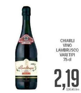 Supermercati Piccolo Chiarli Vino Lambrusco Vari Tipi 75 cl offerta