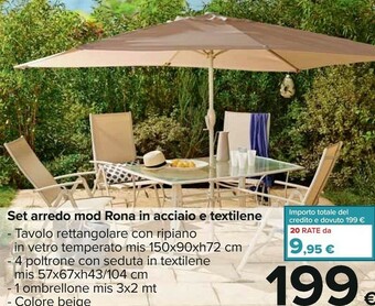 Carrefour Set Arredo Mod Rona In Acciaio E Textilene offerta