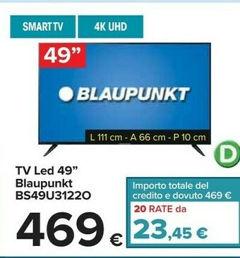 Carrefour Blaupunkt Blaupunkt Tv Led 49 Bs49u3122o offerta