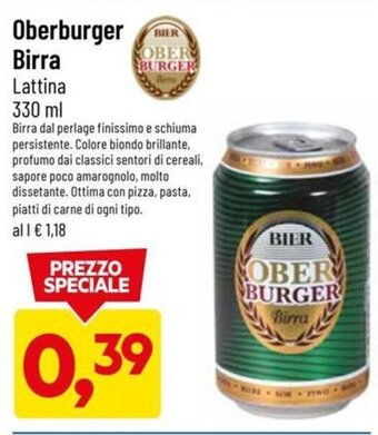 DPiù Oberburger Birra Lattina 330 ml offerta