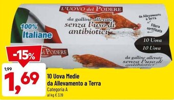 DPiù 10 Uova Medie da Allevamento a Terra offerta