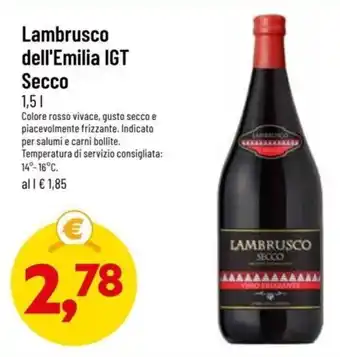 DPiù Lambrusco dell'Emilia IGT Secco 1,5 l offerta