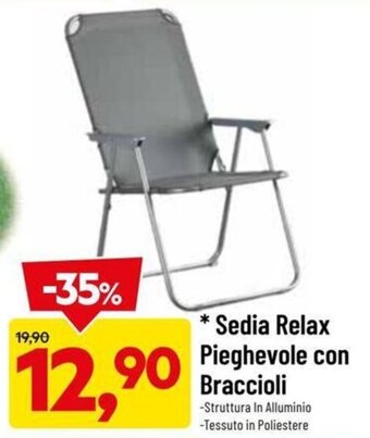 DPiù Sedia Relax Pieghevole con Braccioli offerta