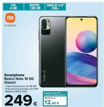 Carrefour Xiaomi Smartphone Redmi Note 10 5g offerta