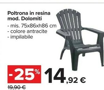 Carrefour Poltrona In Resina Mod Dolomiti offerta