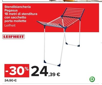 Carrefour Leifheit Leifheit Stendibiancheria Pegasus 18 Metri Di Stenditura Con Sacchetto Porta Mollette offerta