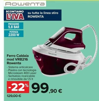 Carrefour Rowenta Ferro Caldaia Mod Vr8216 offerta
