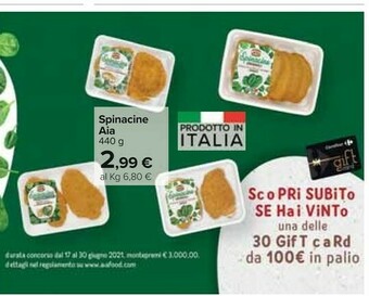 Carrefour Aia Spinacine offerta