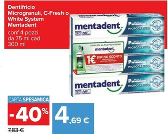 Carrefour Mentadent Dentifricio offerta