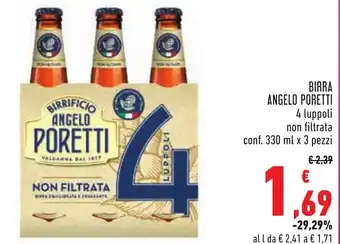 Conad Margherita Angelo Poretti Birra 4 luppoli non filtrata 330 mlx3 pezzi offerta
