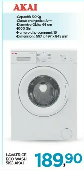 Interspar Akai AQUA5003V Lavatrice Libera Installazione Caricamento Frontale Bianco 5 Kg 1000 Giri/min A++ offerta