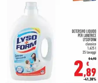 Conad City Lysoform Detersivo Liquido per Lavatrice classico 1,625 l 25 lavaggi offerta