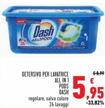 Conad City Dash Detersivo per Lavatrice All in 1 pods regolare, salva colore 26 lavaggi offerta
