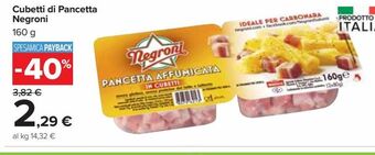 Carrefour Market Cubetti di pancetta negroni 160 g offerta