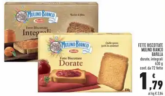 Conad City Mulino Bianco Barilla Fette Biscottate dorate o integrali 630 g offerta